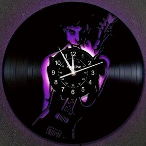Prince purple rain 12" vinyl record color changing clock